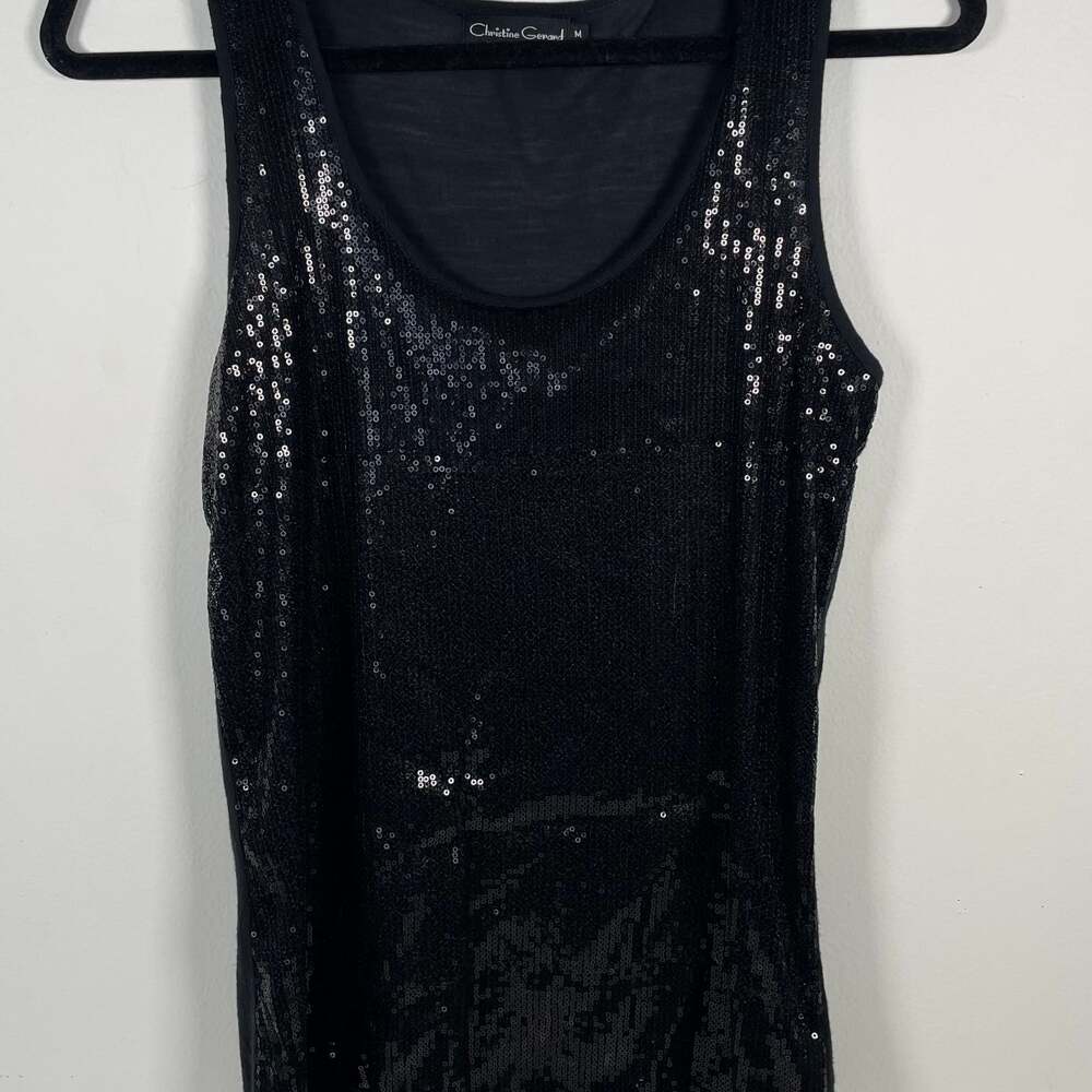 Christine Gerard Goth Alt Scene Black Sequin Tank Top Size M